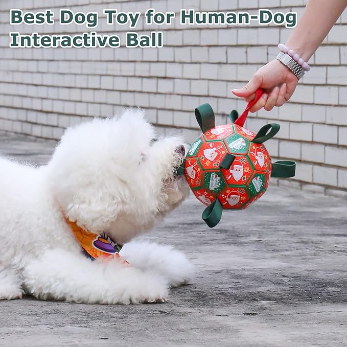 QDAN Christmas Dog Balls with Straps, Soccer Ball - Image 5