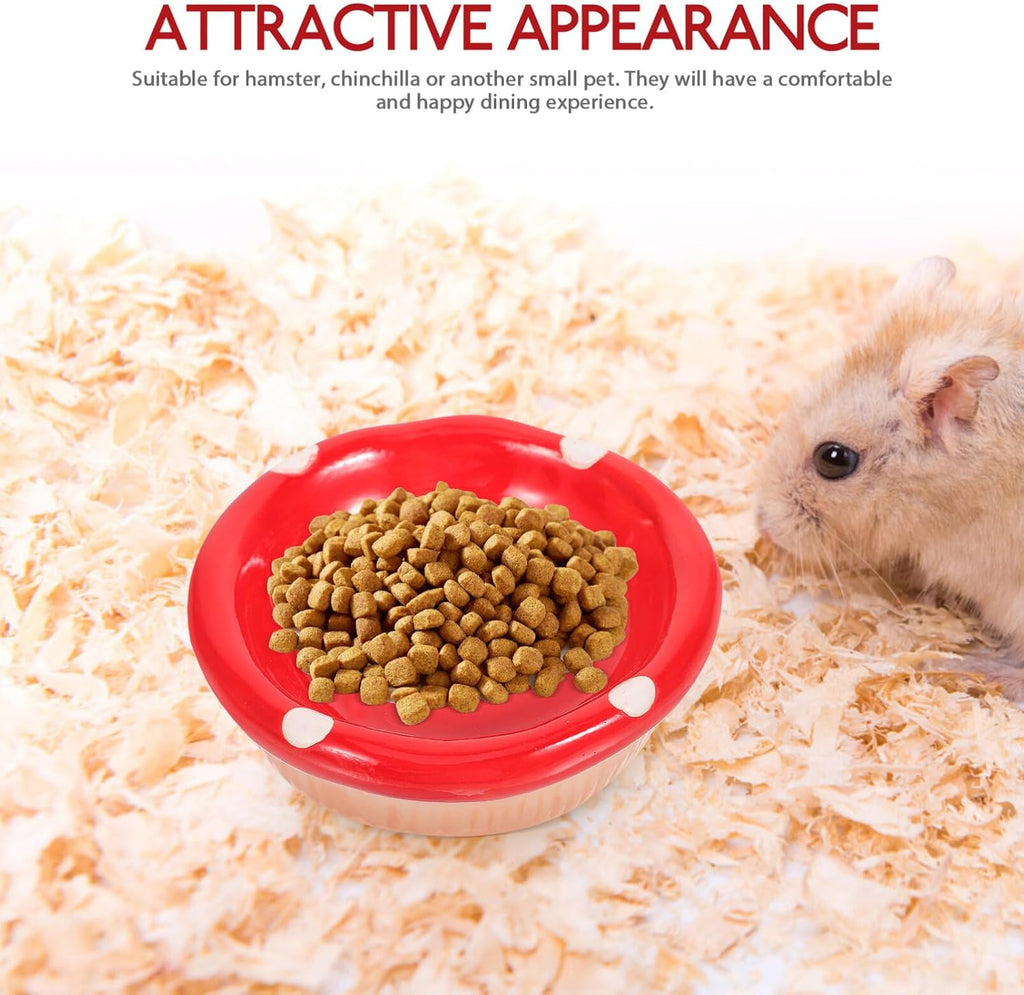 POPETPOP Ceramic Hamster Bowl Mushroom Shape Small Pet Feeding Dish
