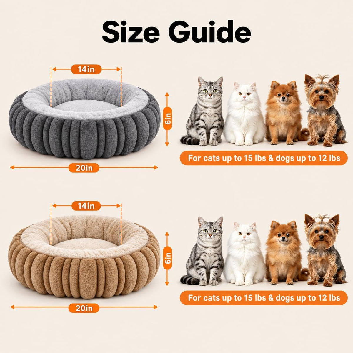 Heated Cat Bed for Indoor Cats - 20" Machine Washable Heated Pet Bed, Gray