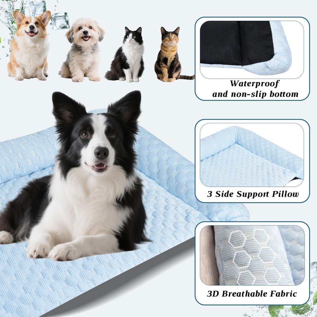 Cooling Mat for Dogs - 2025 Upgraded 24" x 14" Washable Pet Cooling Pad for Cats, Non-Slip Kennel Bed for Summer, Ultra-Comfortable & Machine Washable Portable Ice Mat for Dogs/Cats