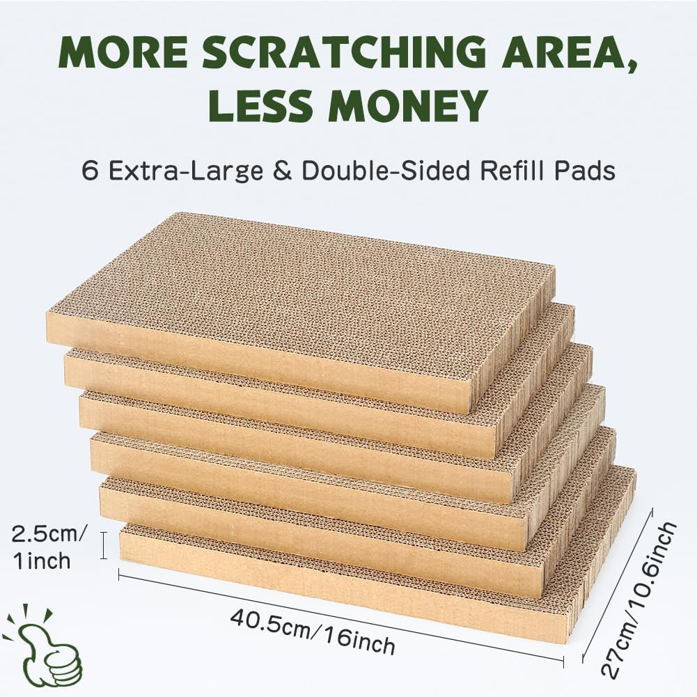 6 Pack Cat Scratcher Pads in Cardboard Box, Assembly-Free for Indoor Cats