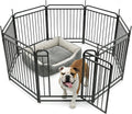 Fldofaves 8-Panel Dog Playpen Outdoor, 32" Height Metal Outdoor Dog Fence with gate for Large Medium Dogs, Secure Enclosure with Ground Stakes for Yard Lawn Camping