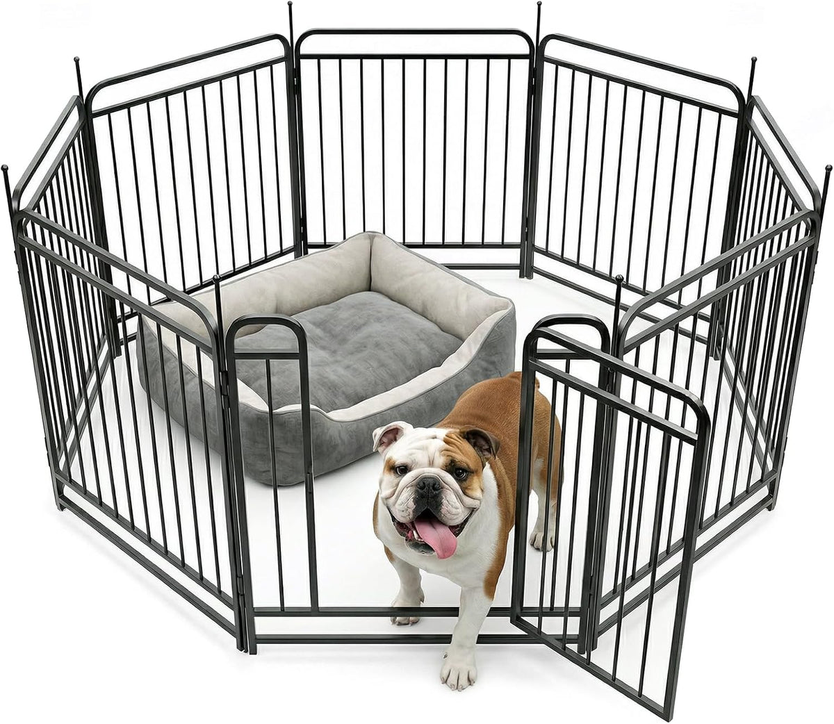 Fldofaves 8-Panel Dog Playpen Outdoor, 32" Height Metal Outdoor Dog Fence with gate for Large Medium Dogs, Secure Enclosure with Ground Stakes for Yard Lawn Camping