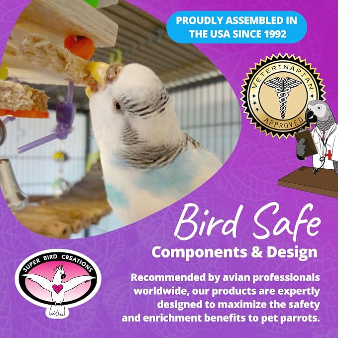 Super Bird Creations SB680 Balsa Stack Bird Toy, Small Bird Size, 6.5" x 2" - Image 6