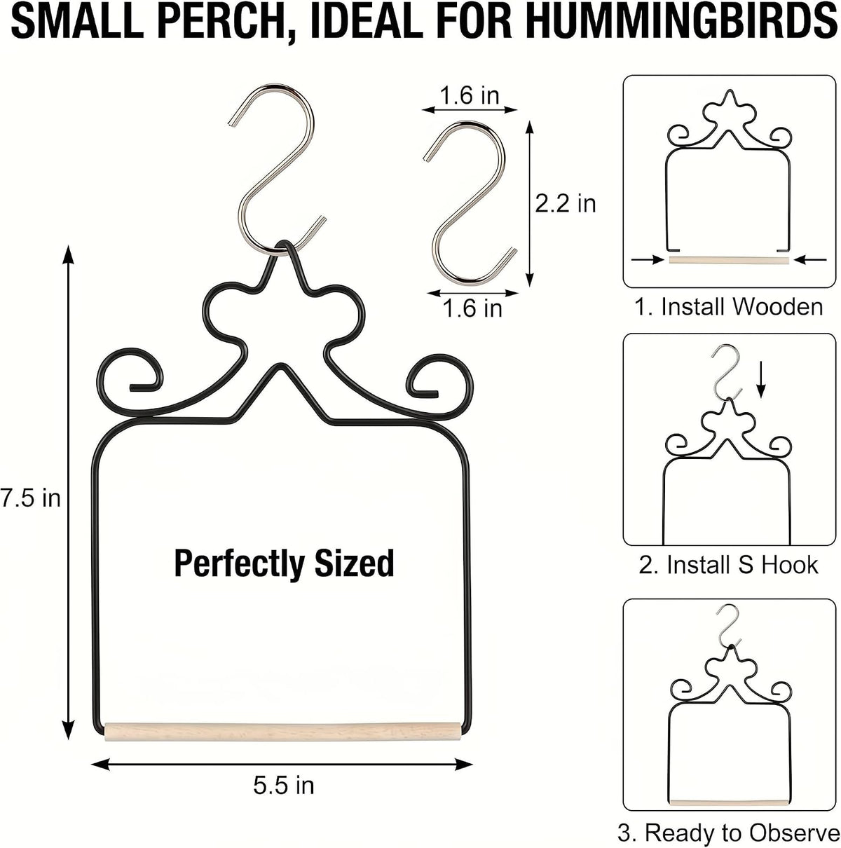 4-Pack Metal Hummingbird Swings Black