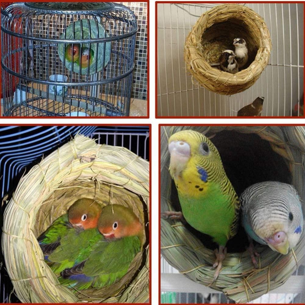 Hamiledyi Bird Nest Grass Bird Hut Outdoor Hanging Birdhouse Canary Nest