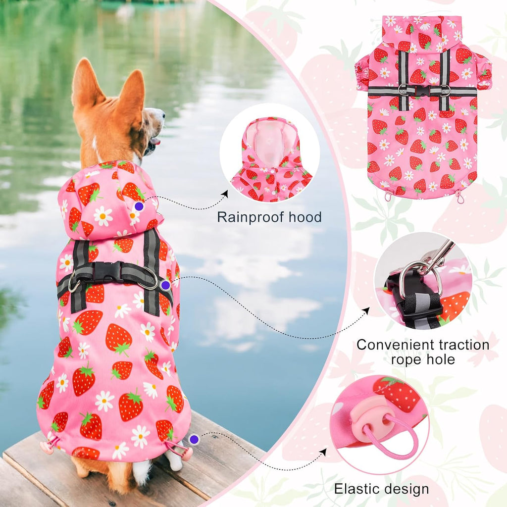 BEAUTYZOO Dog Raincoats for Medium Dogs, Waterproof Rain Jacket with Hood