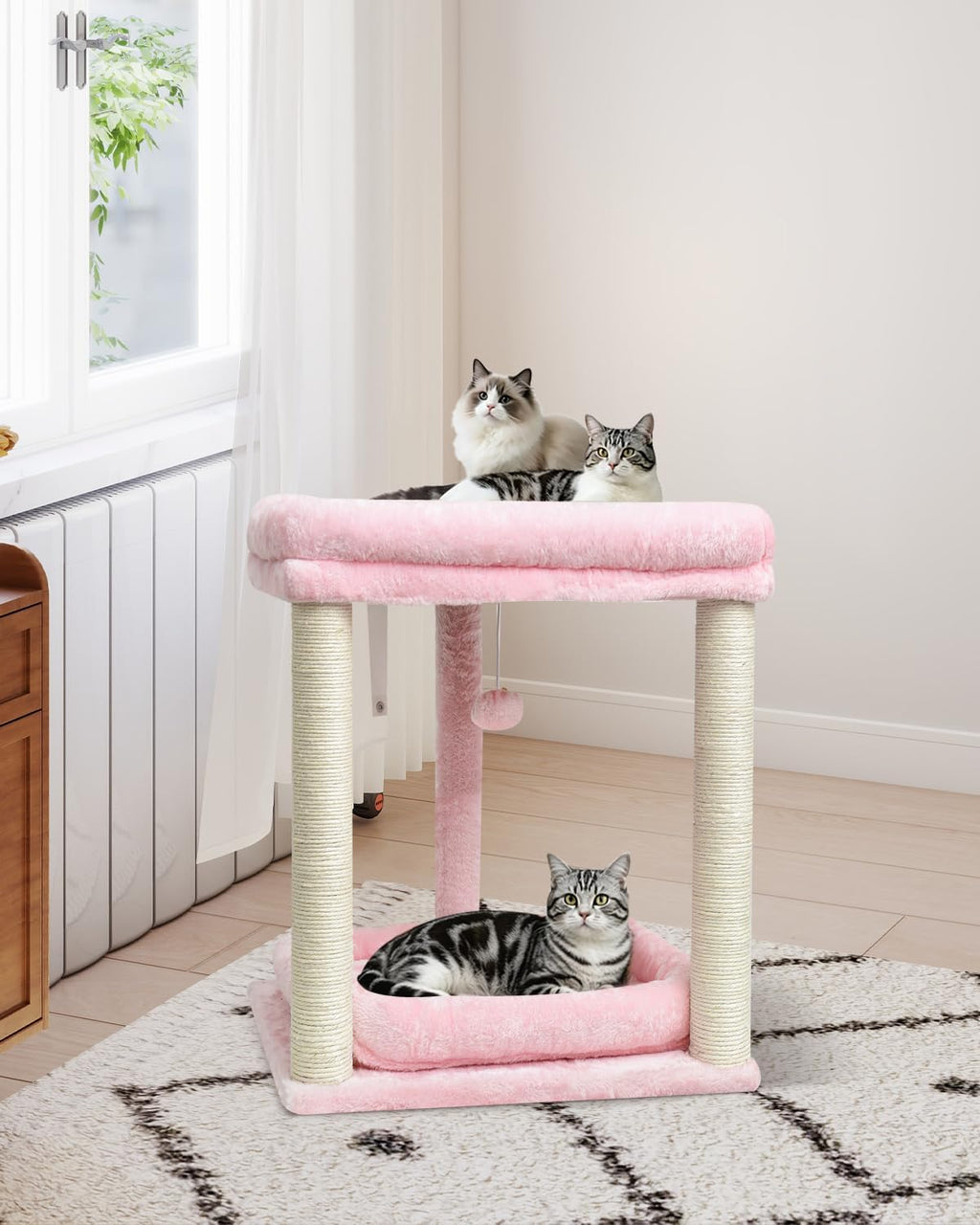SYANDLVY Cat Tree with 2 Levels Perch Platforms for Indoor Cats Large Adult
