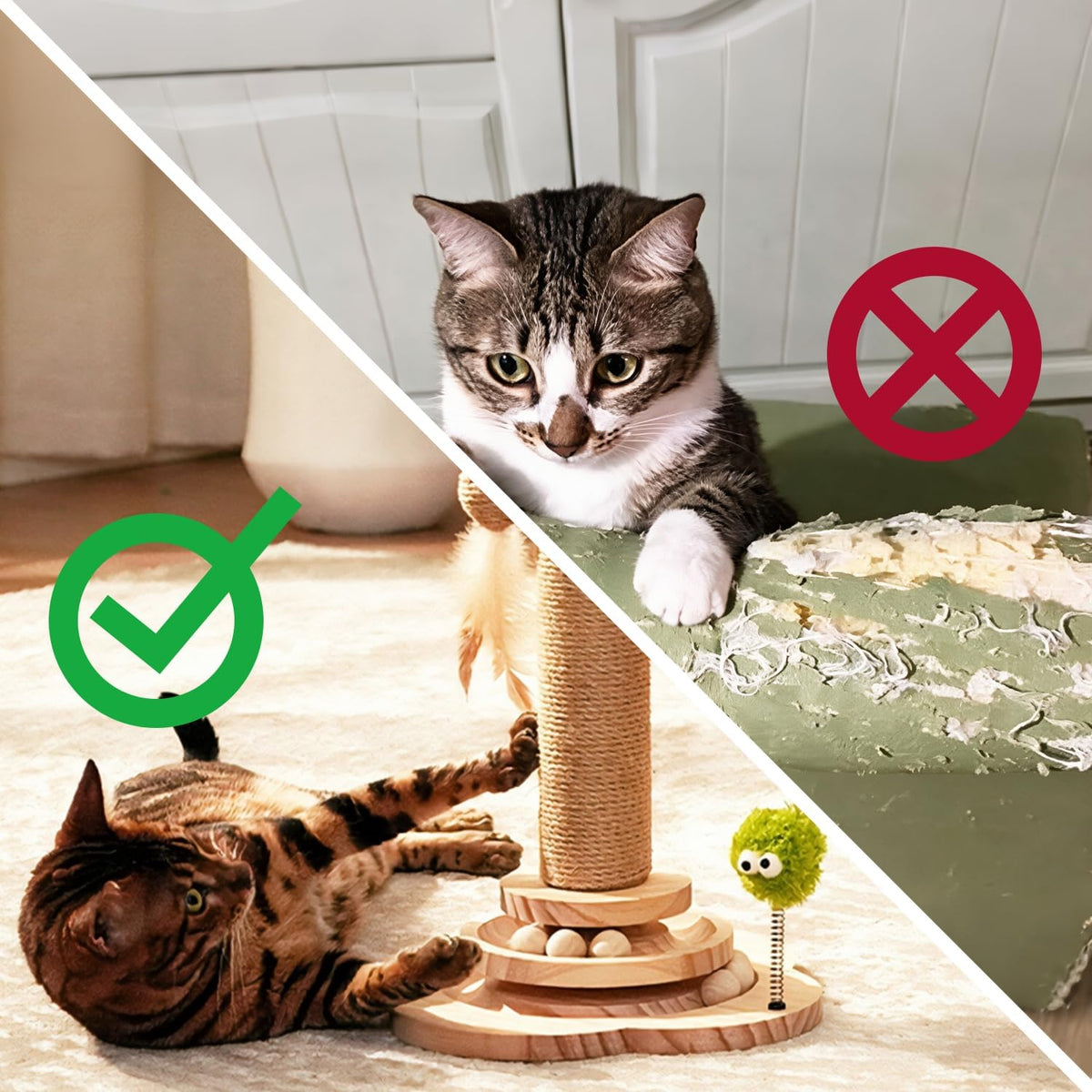 4-in-1 Cat Scratching Post for Indoor Kittens