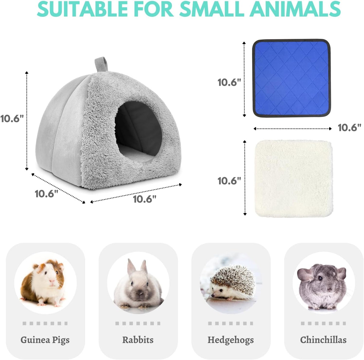 Guinea Pig Hideout Bed with 2 Absorbent Leak-Proof Bottom Pee Pad