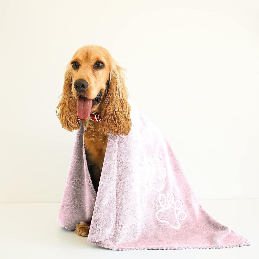 Luzia Unconditional Love | Premium Pet Drying Towel | Ultra Absorbent and Soft Microfiber Towel for Dogs and Cats (Pink) XL