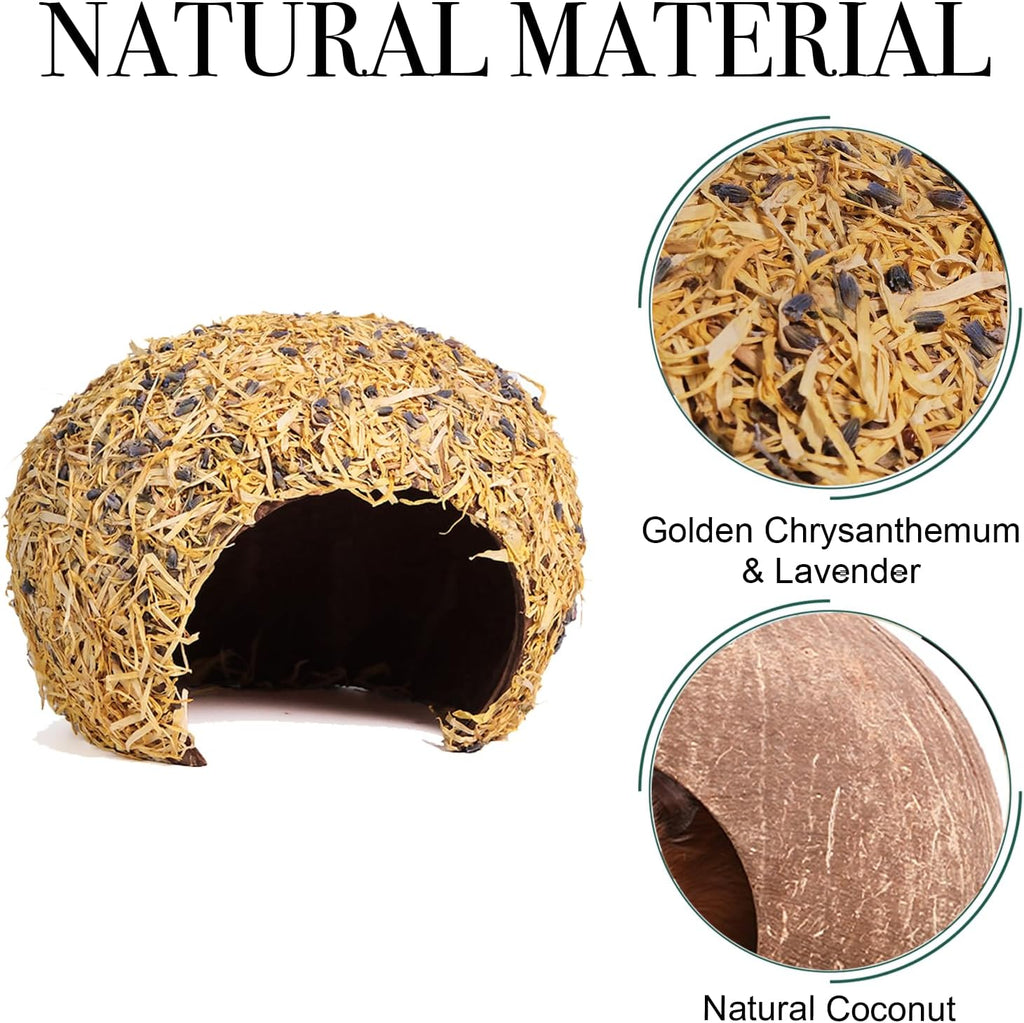 Hamster Hideout - Large, Natural Flowers, Handcrafted for Syrian Hamsters, Rats & Guinea Pigs, Safe & Eco-Friendly (Flower,Large)