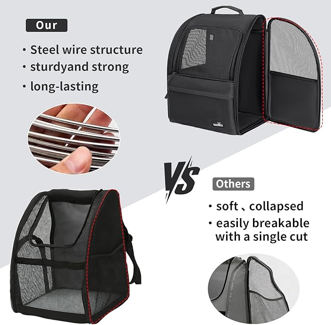 Cat Carrier Backpack, Steel Wire Frame More Stable, 600D Wear-Resistant Oxford - Image 2