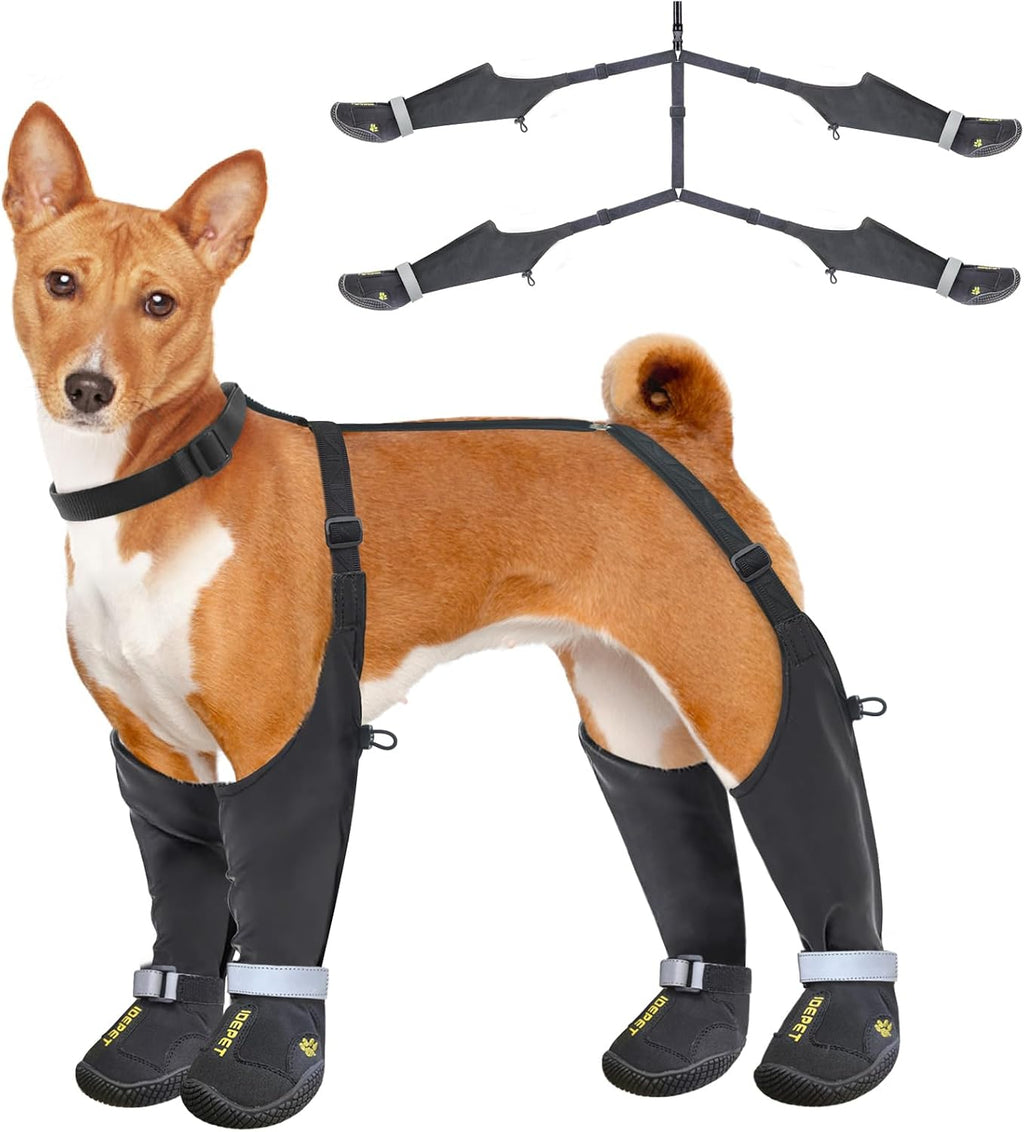 Idepet Dog Suspender Boots, Anti-Slip & Fall Waterproof Tall Shoes Legging for Small Medium Dog, Adjustable Suspender Boots for Winter Snow Rain Hiking Paws Protector 5