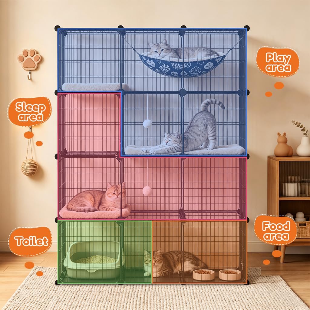 COMHOMA Cat Cage DIY Cat Enclosures Catio for Kitten (41"x 27"x 55")
