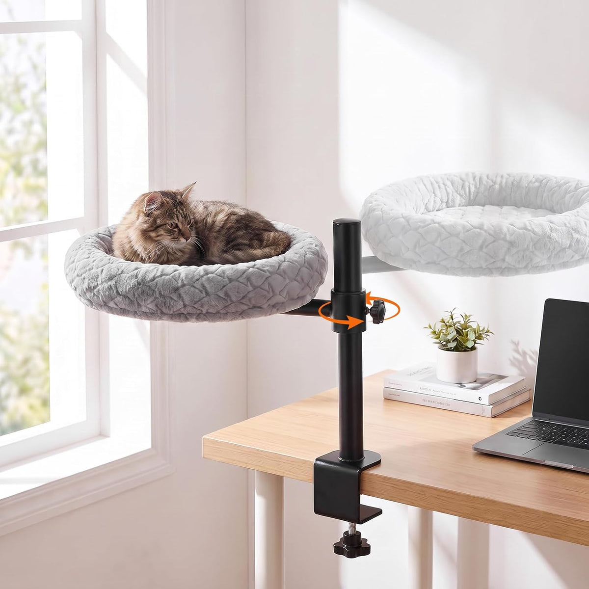Cat Desk Bed 360° Rotating Cat Hammock Bed Holds Over 33Lbs Cats