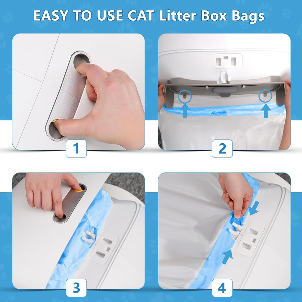 Kitcanis 120count Cat Litter Box Liner Automatic Litter Box for Cat Polyethylene Compatible with MeoWant MW-SC01/MW-SC02 1.5 Mil Heavy Disposable Scent Free 22lb Load, 17.7 x 19.68 in