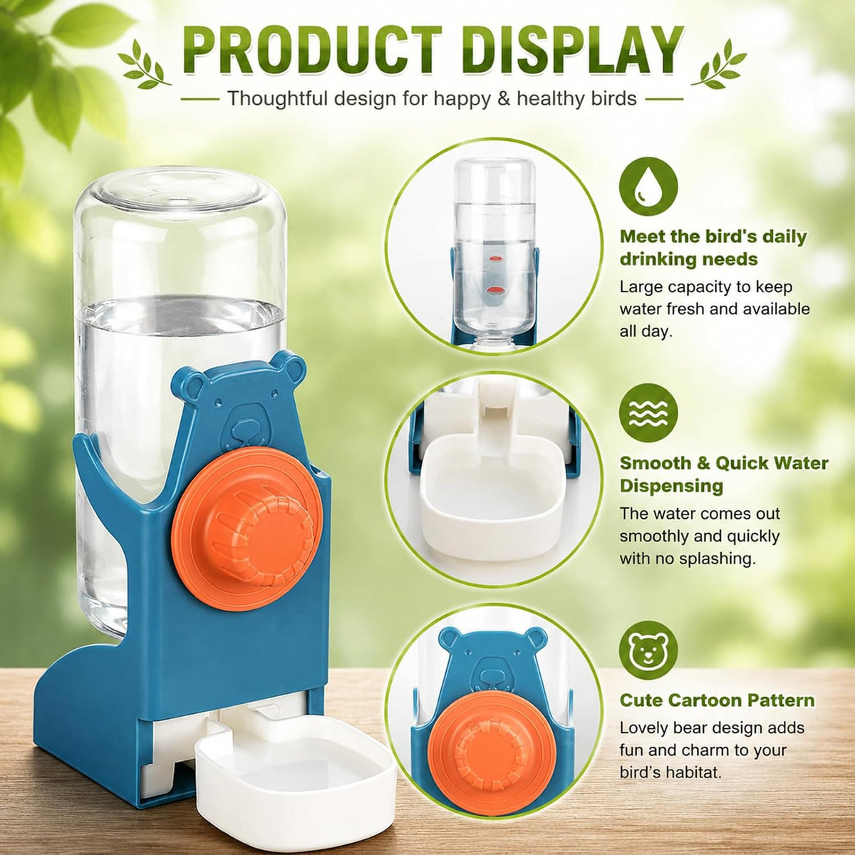 Rypet No-Mess Bird Feeder and Water Dispenser Set for Small Birds