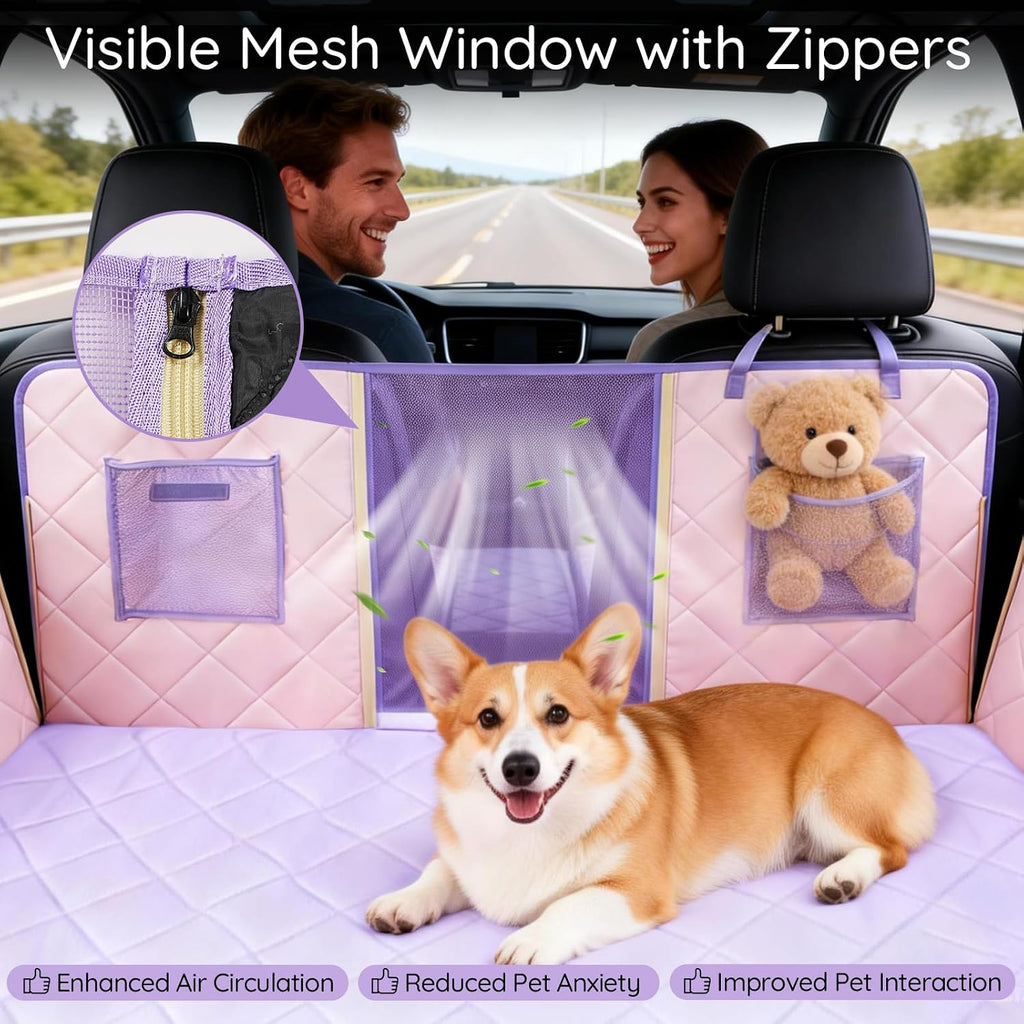 BELLA & PAL Hard Bottom Backseat Cover for Dogs in Car, Back Seat Extender