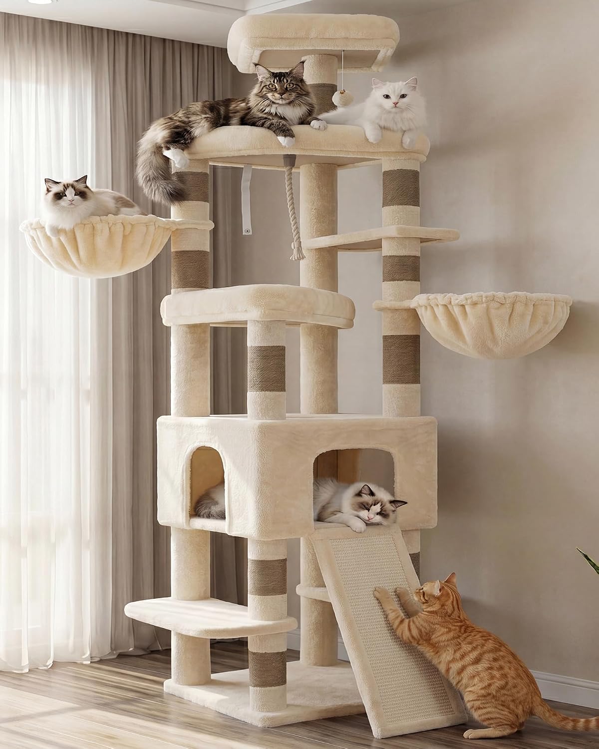 Heybly Cat Tree, 82.7″ Extra Tall Cat Tower for Large Cats Adult HCT063MJ