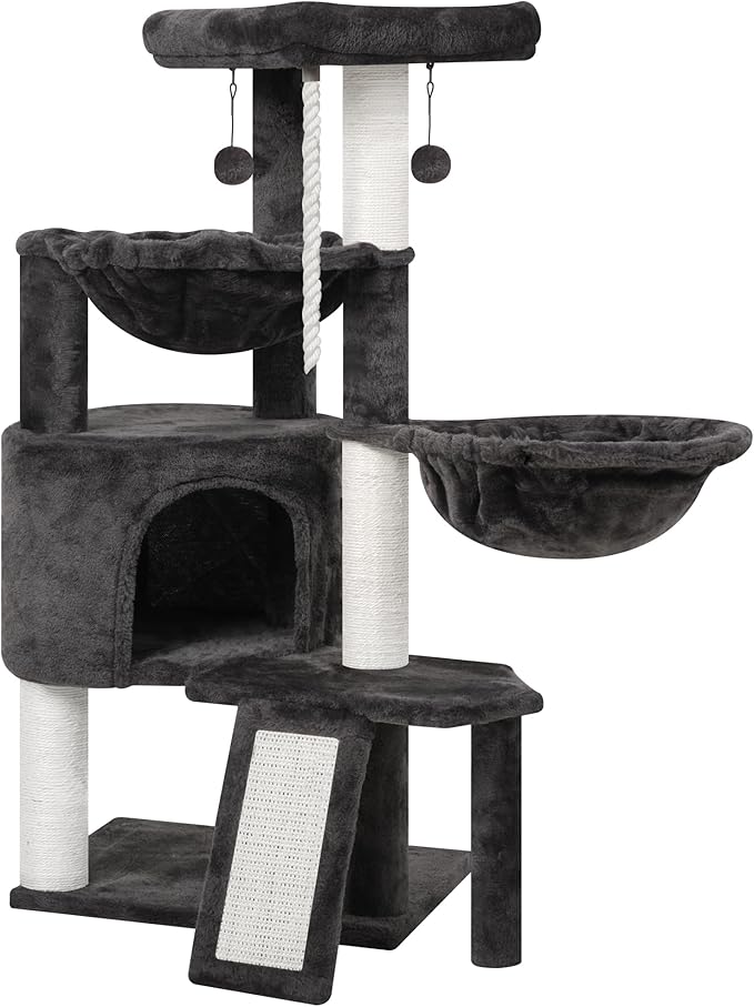 Xin Three Layer Cat Tree with Cat Condo and Two Hammocks, Darkgray … - Image 7
