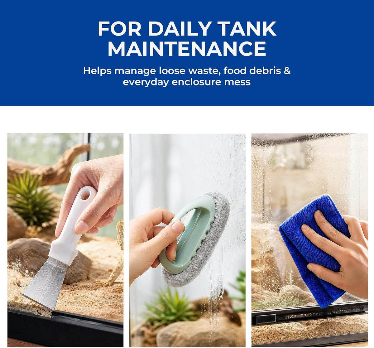 Bearded Dragon Tank Cleaning Kit, Reptile Mini Dustpan and Brush