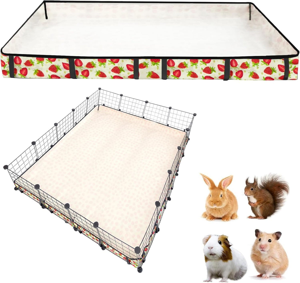 Guinea Pig Cage Liner，Washable Waterproof Oxford Cloth Cage Liners for Small Animals,Hamster Chinchilla Hedgehog Rabbit and Other Small Animals Not Include Cage(48x60 inches)