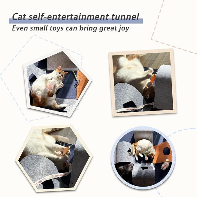 Cat Tunnel Mat for Indoor Cats, 4-Way Felt Cat Tunnel Play Mat - Image 3