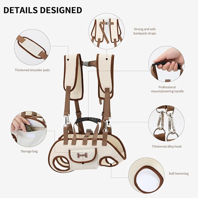 Dog Backpack Carrier for Small Dogs, Dog Lift Harness Adjustable Padded - Image 7