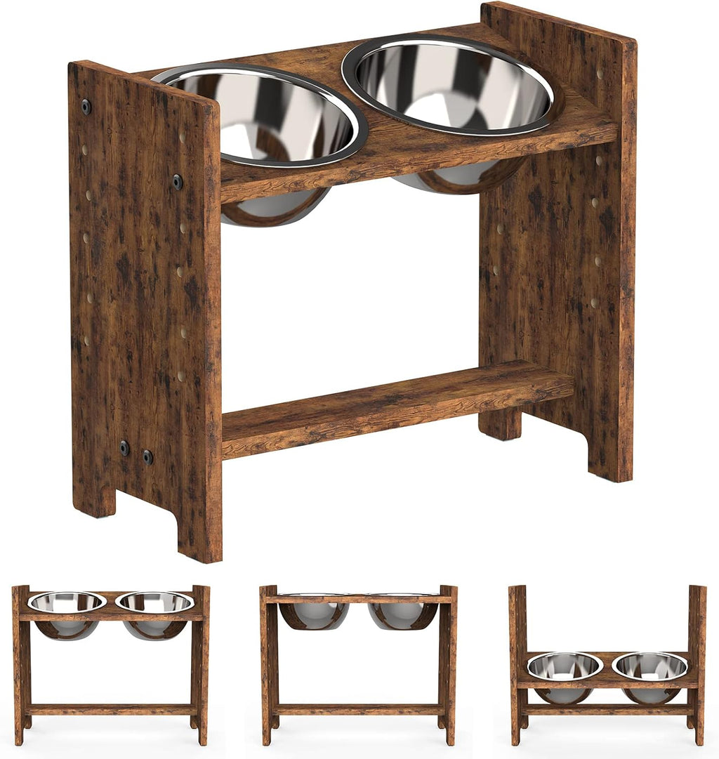 Vantic Elevated Dog Bowls, Raised Dog Bowl Stand Adjustable Small, Natural
