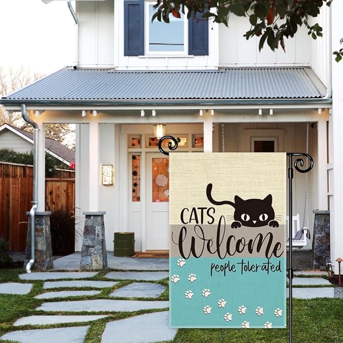 Cats Welcome People Tolerated Garden Flag, Pet Lover Porch Flag, Outdoor Home - Image 5