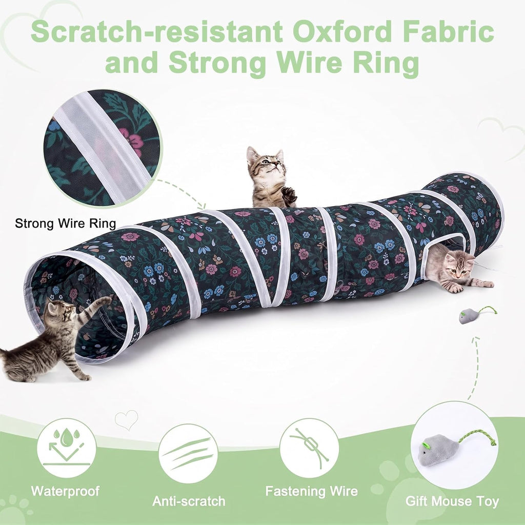 Glittme S-Shape Cat Tunnel, Foldable Cat Tunnels for Indoor Cats