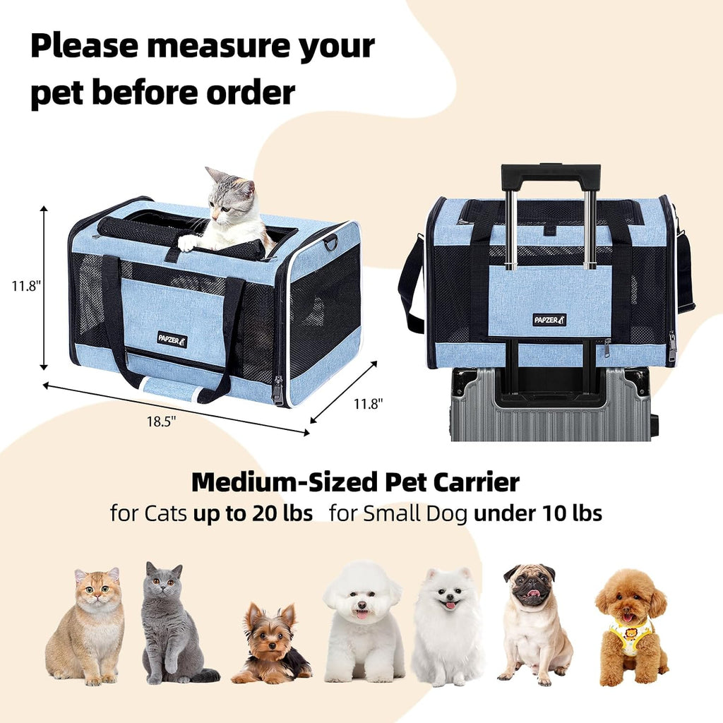 Cat Carrier Soft-Sided Travel Bag for Medium to Large Cat Over 15lbs