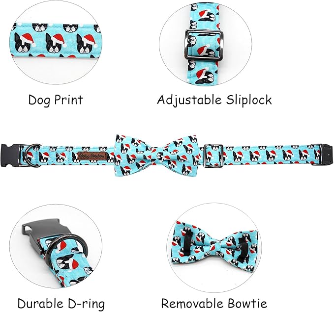 Dog Collar, Christmas Dog Collar Plaid Pet Collar Bow Holiday Bows Girl Boy - Image 2