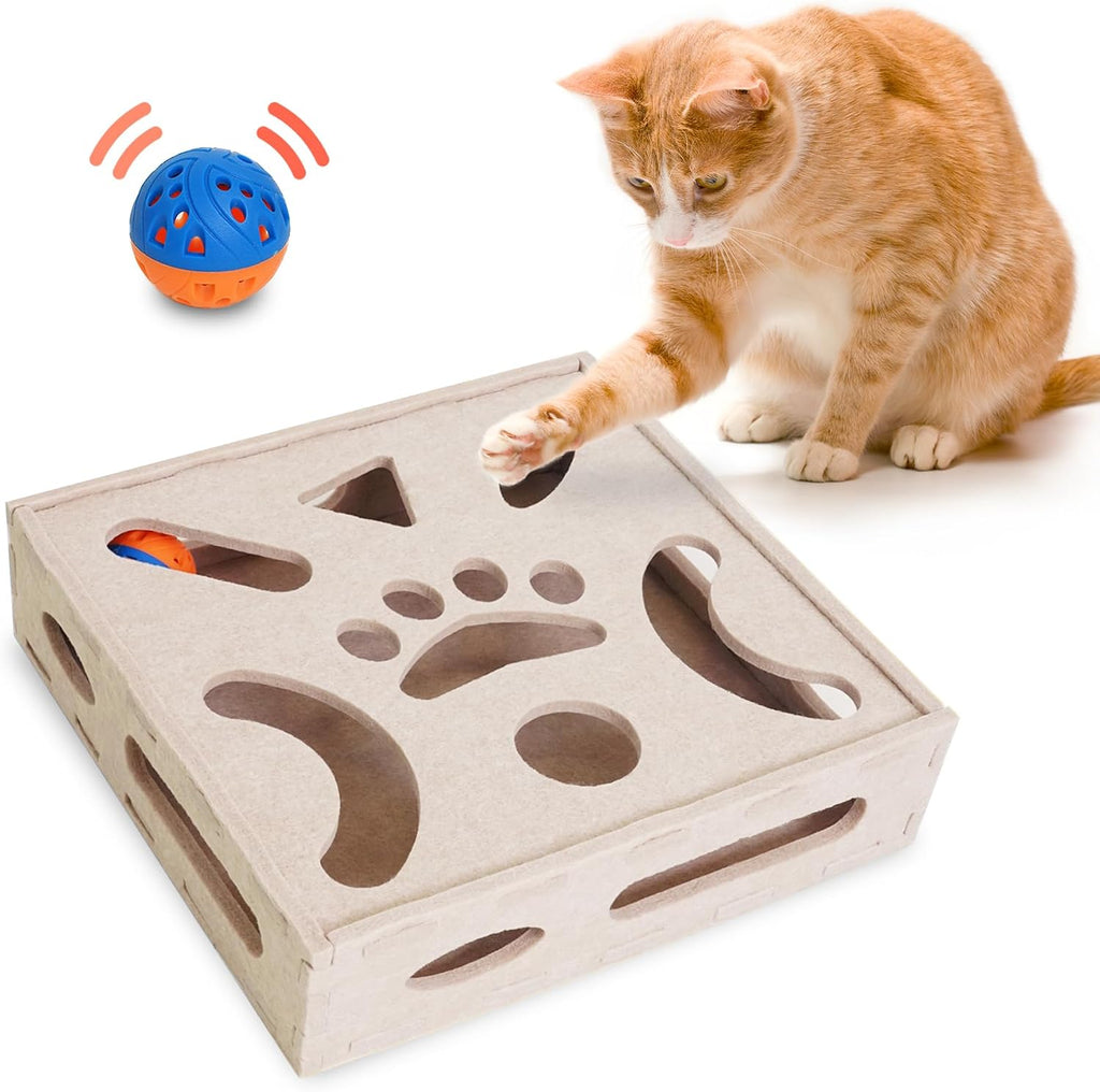PETKARAY Cat Tunnel, Original Cat Hideaway Cave for Indoor Cats, Large Kitten Play Tubes and Tunnels, Soft Felt Cat Toy with Interactive Peek Hole, Grey L Shape