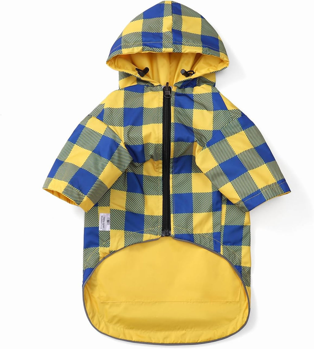 Dog Raincoat rain Jacket Raincoat Dogs Waterproof Small Medium Breeds Zip Closure Storage Pocket Harness Hole Black M
