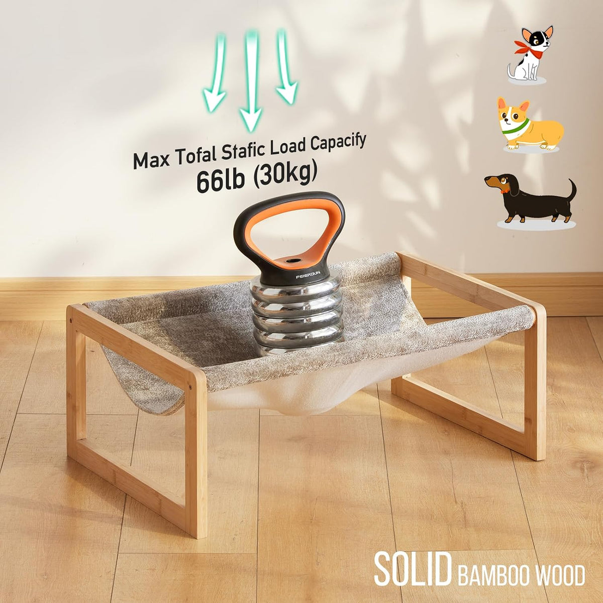 Kiplant Elevated Cat Bed, Large Hammock for Outdoor, 25 X 16.5 Inch Pet Furniture for Kitty, Puppy, Rabbit, Bunny and Small Animals