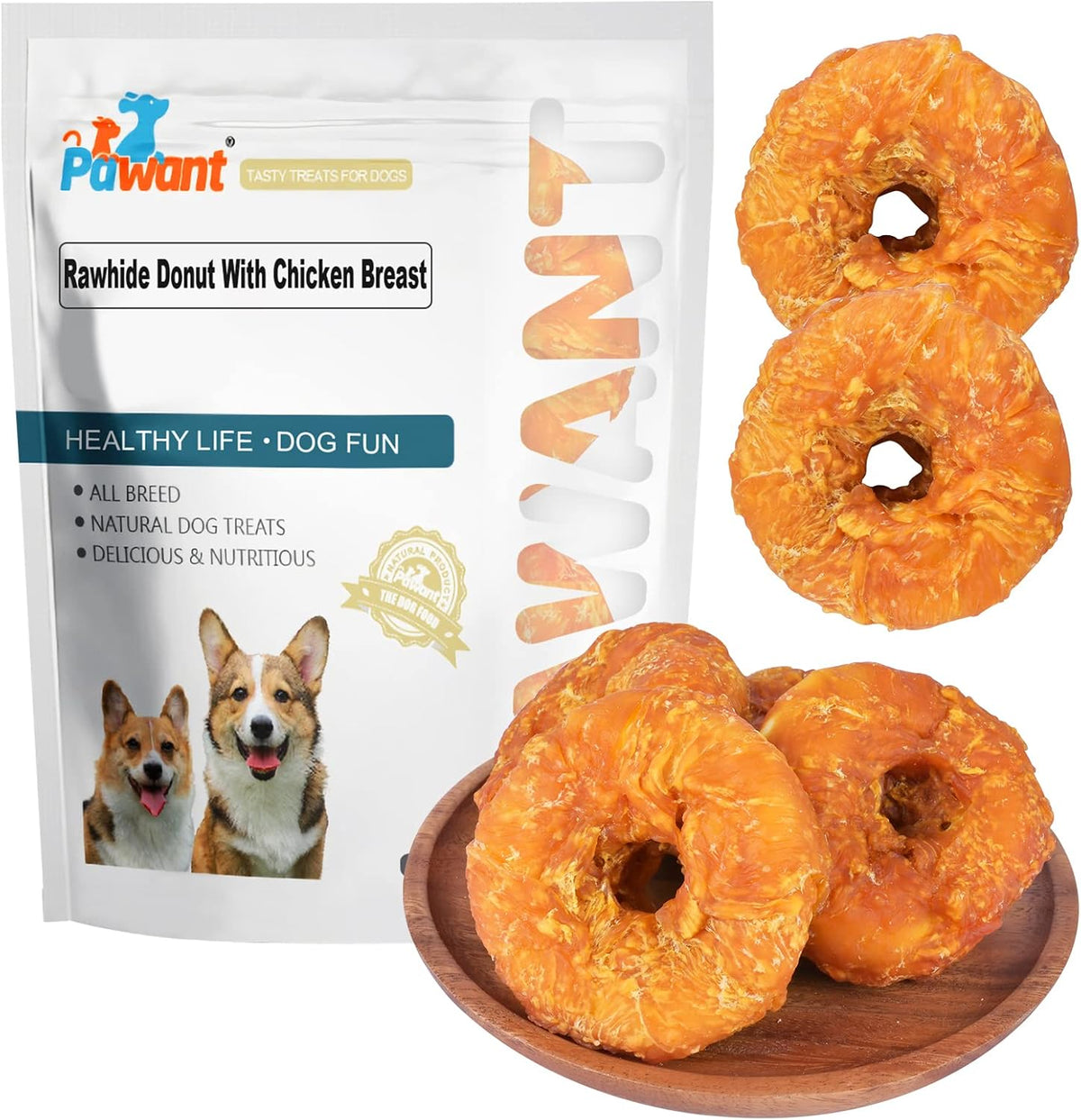 Chicken Wrapped Puffed Rawhide Rolls Dog Sticks Treats, 8 oz