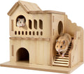 COZIWOW Double-Decker Hamster Hideout Wooden Hamster House with Ladder