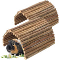 Tfwadmx Wooden Hamster Bridge, Extra Large 2 Pcs Small Animal Bendy Bridge Tunnel Hut Hideout Ladder Hideaway Climbing Chew Toy for Gerbil Guinea Pig Chinchilla Rabbit Ferret Hedgehog Rat Gerbil