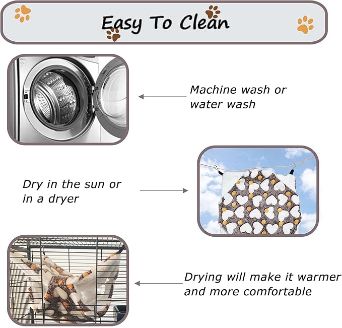 Cat Hammock for Cage, Soft Warm Hanging Bed for Kitten, Guinea Pig, Chinchilla - Image 5