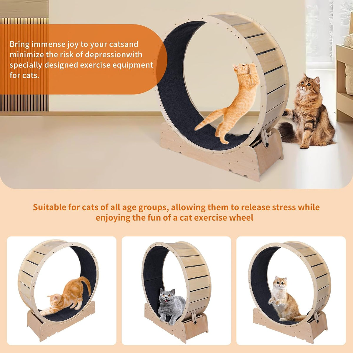Large Cat Exercise Wheel 40 Inch Treadmill Exerciser for Indoor Cats Love Kitty Running Toy Walking Training for Fitness Weight Loss Device Suitable for Most Cats Physical Exercise Activity