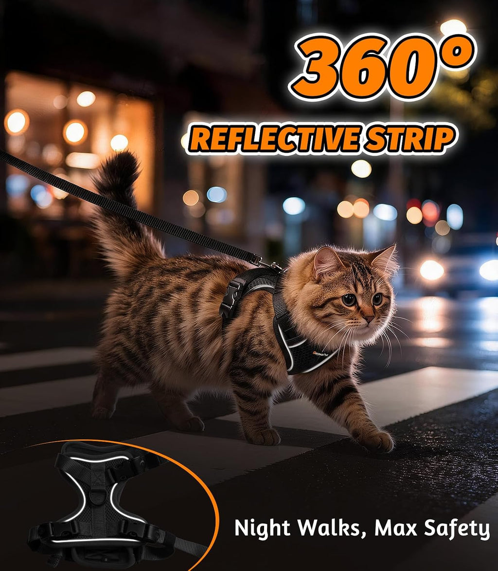 Cat Harness and Leash for Walking, Escape Proof Adjustable Vest Harness