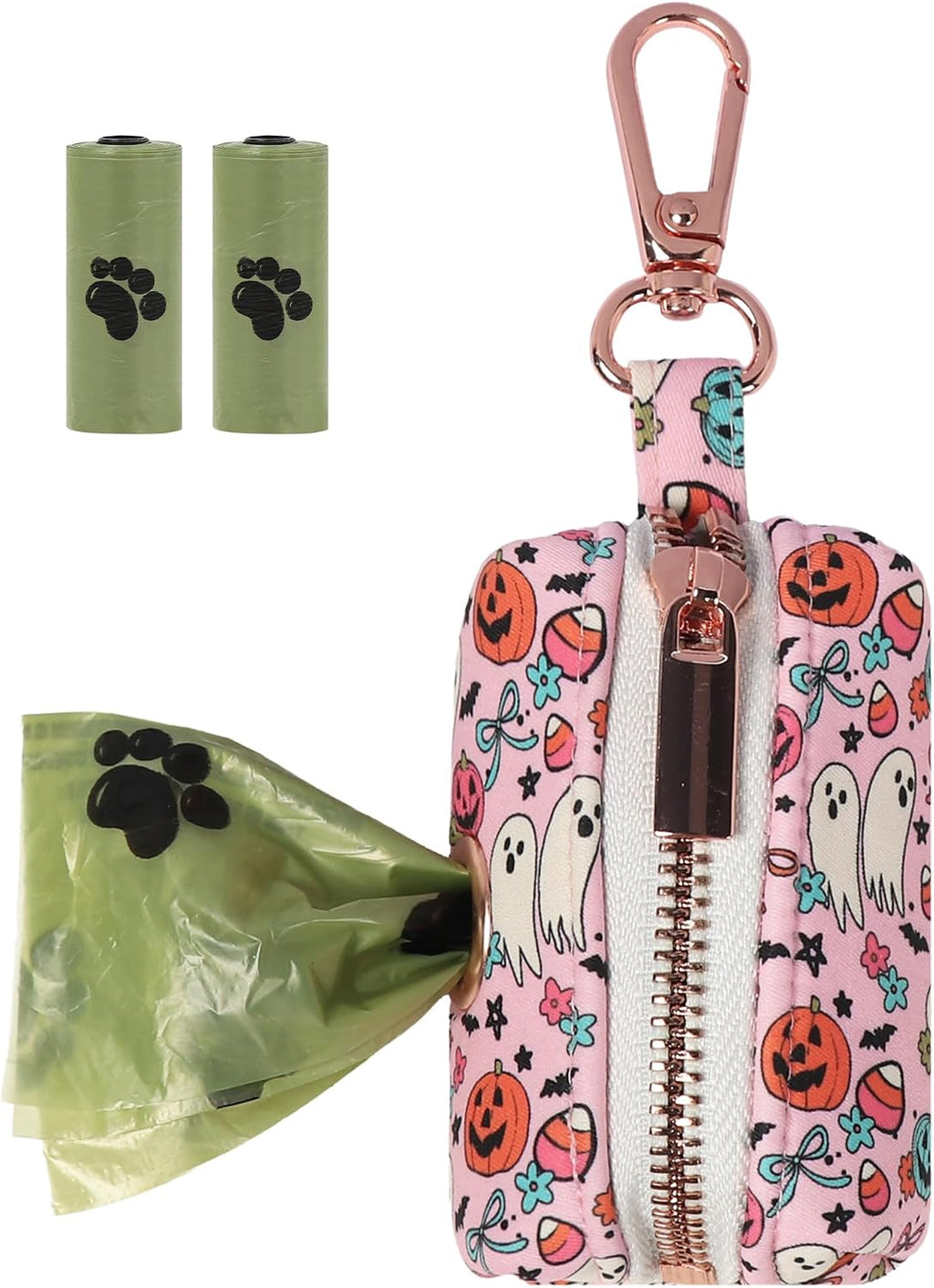 ARING PET Dog Waste Bag Dispenser, Soft Doggy Poop Bags Holders Attach to Any Leashes, Velvet Portable Washable Red Pet Waste Pouch Dispenser with Metal Zipper