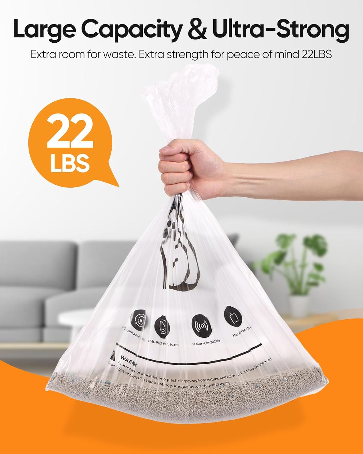 180 Pack Cat Litter Box Robot 4/5/3 Waste Bags, Transparent, Pre-Separated