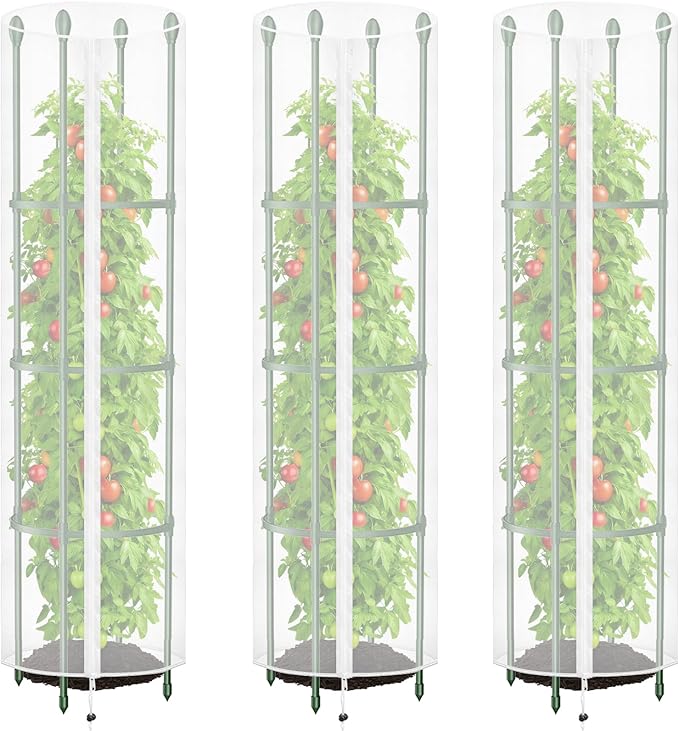 3 Pcs Round Tomato Cage Bird Netting Plant Cover, Trellis Plants by HFYZZ