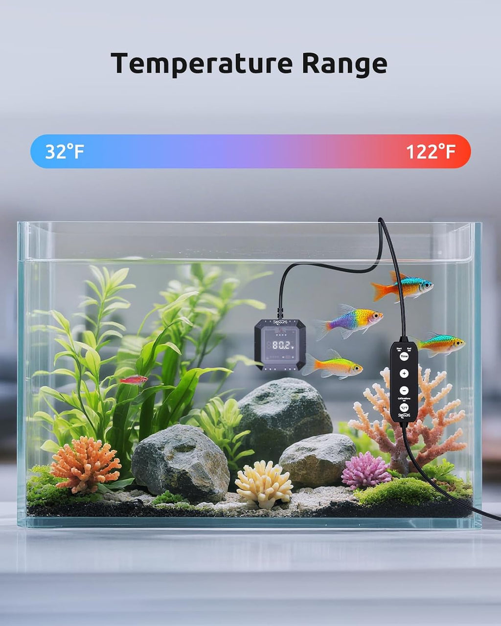 Aquarium Thermometer Submersible, Digital Fish Tank Thermometers with USB
