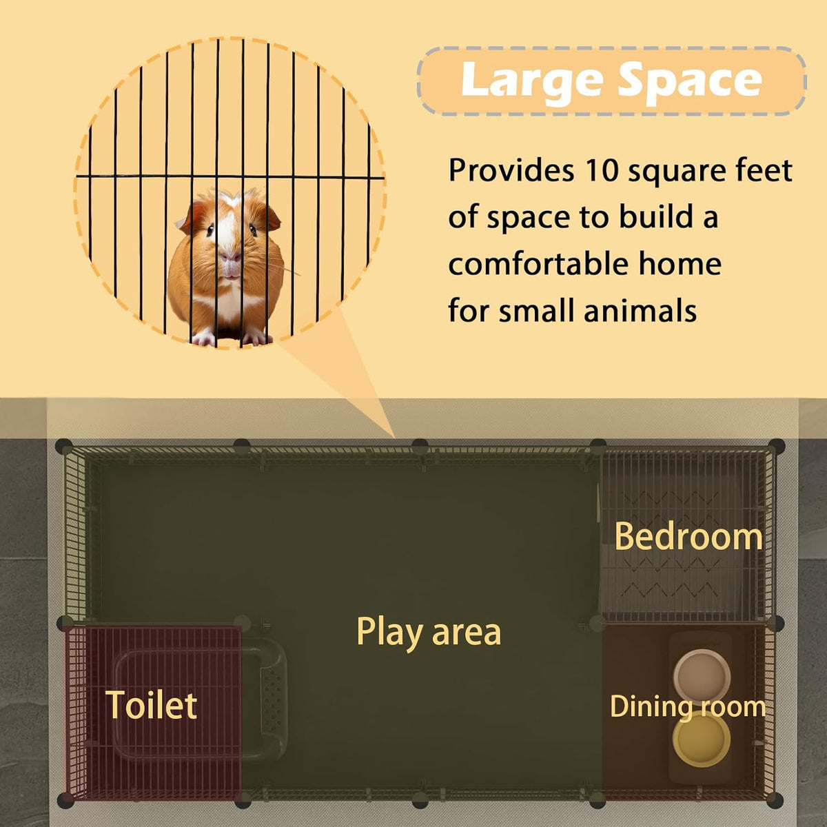 Xymoso DIY Guinea Pig Cages with Waterproof Mat,16 Panels Small Animal Cage