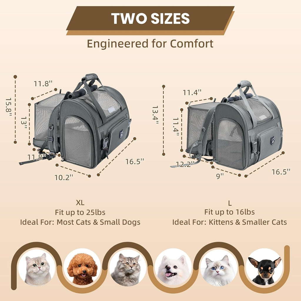 Lollimeow Cat Backpack Carrier, Large Expandable Pet Backpack for Small Dog