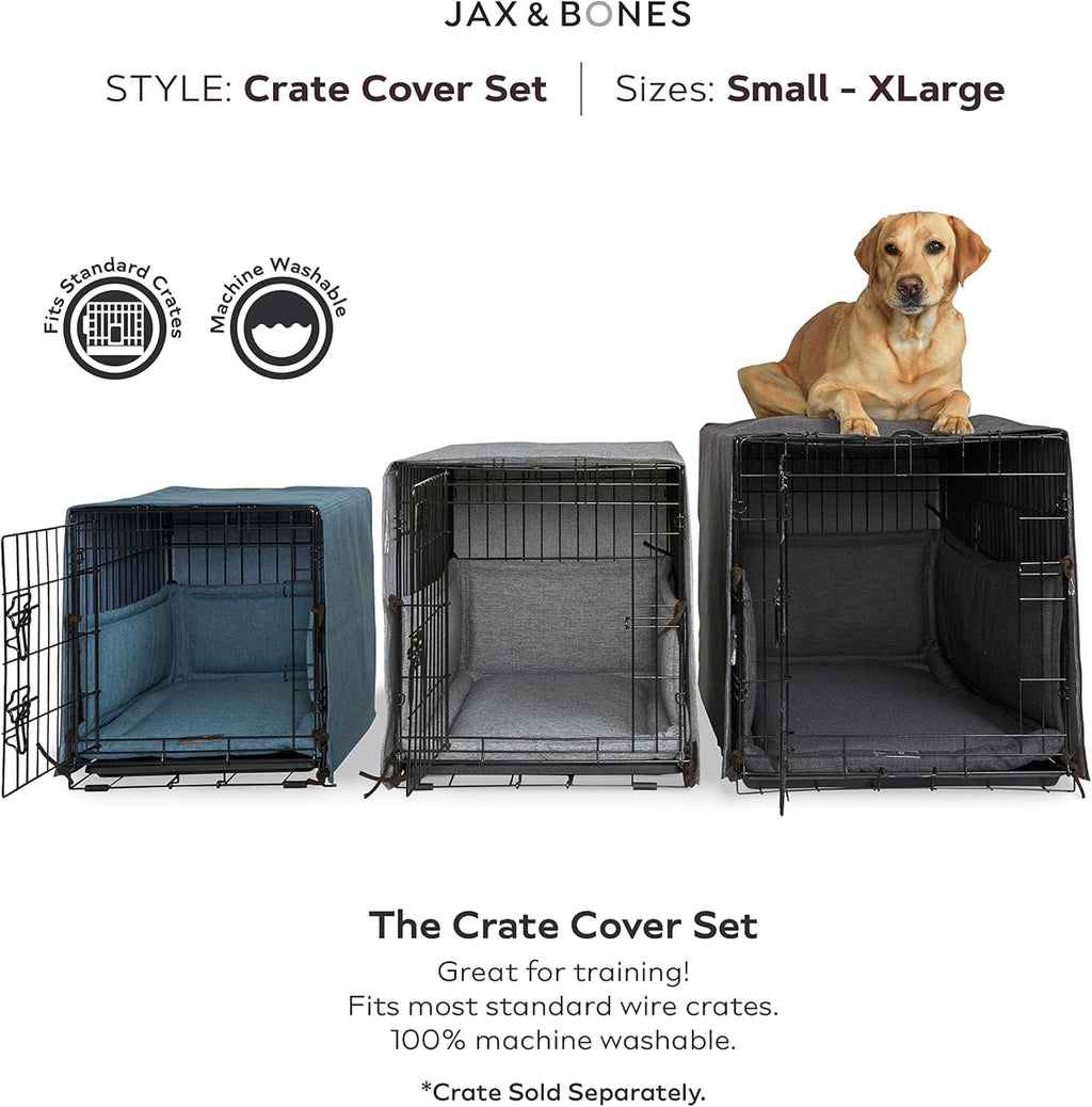 Jax & Bones Dog Crate Cover & Mat w/Bumper, Machine Washable, Made in USA